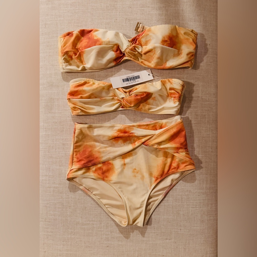 Jonathan Simkhai Orange and Cream Bikini